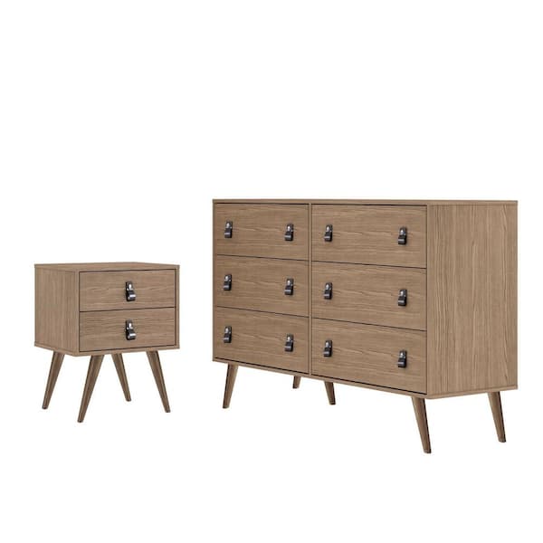 Manhattan Comfort Amber Nature 6 Drawer Double Wide Dresser and 2 Drawer  Nightstand (Set of 2) 2-311GFX4 - The Home Depot