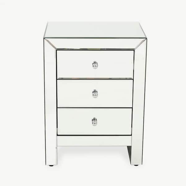 Noble House Lucretia Mirrored 3-Drawer Accent Table