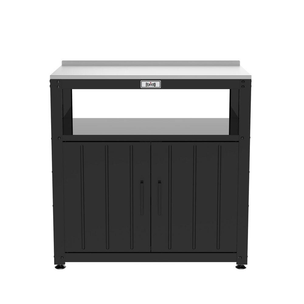 Garden Potting Bench in Black with Storage Cabinet