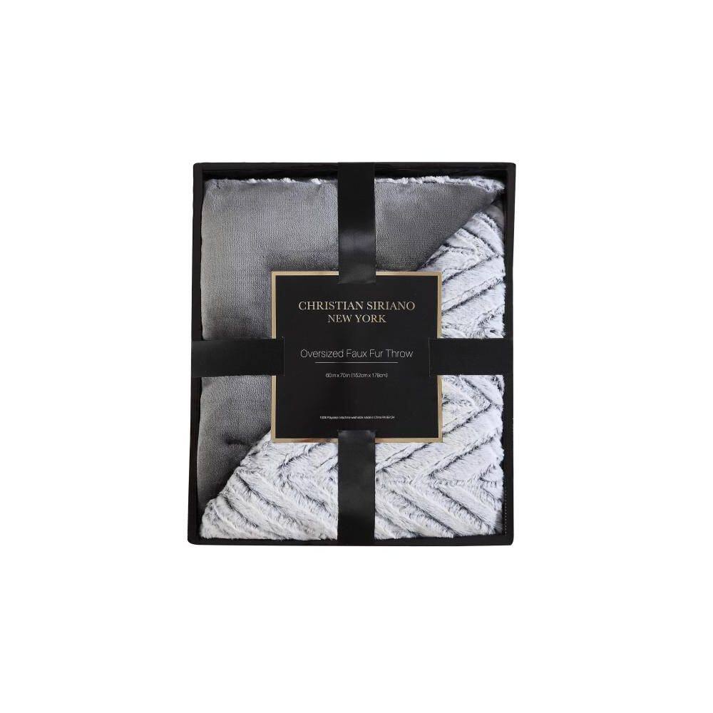 Gray Chevron Faux Fur Luxury Throw Blanket 60" x 70"