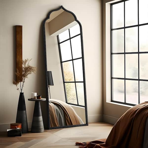 Dovelina 21 in. W x 64 in. H Classic Arched Iron Framed Black Wall Decorative Mirror