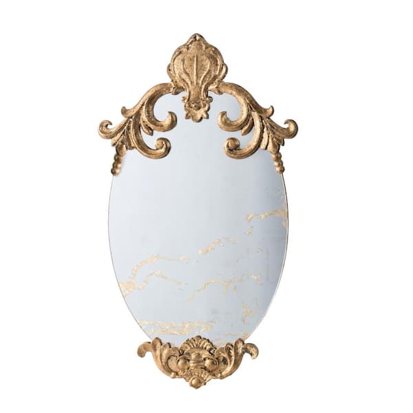 Tatahance Gold 15 in. W x 26 in. H Oval Wood Framed Decorative Wall Mirror