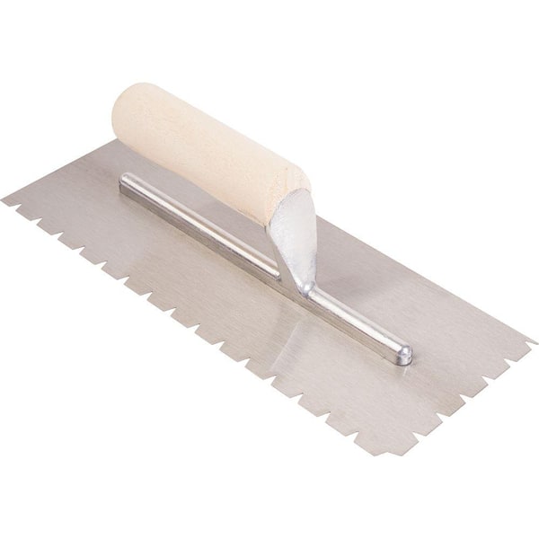 QEP 1-4/5 in. Flat Top V-Notch Pro Flooring Trowel with Wood Handle