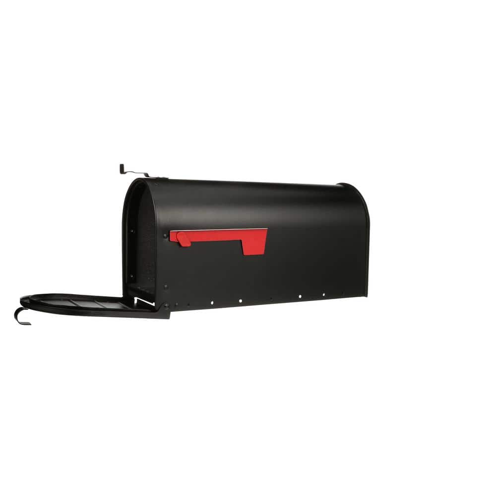Admiral Large Black Aluminum Post Mount Mailbox