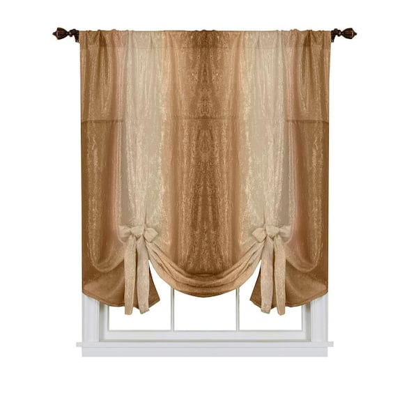 ACHIM Ombre 50 in. W x 63 in. L Polyester Light Filtering Window Panel in Sandstone