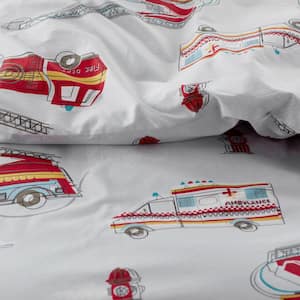 Company Kids Firetrucks Organic Cotton Percale Comforter Set