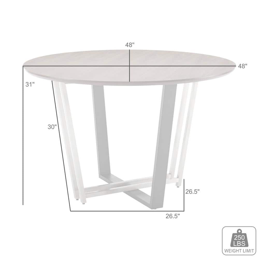 Joana 48" Walnut and Black Iron Round Dining Table
