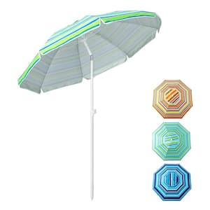 6.5 ft. Patio Sunshade Beach Umbrella with Table Sandbag Portable Tilt Outdoor Green