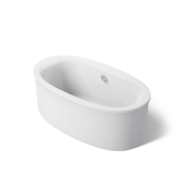 KOHLER Ceric 65 in. Resin Freestanding Flatbottom Bathtub in White