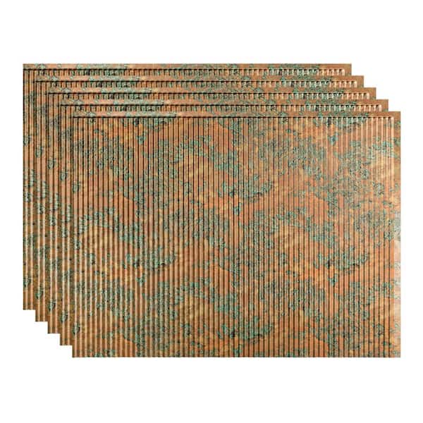 Fasade Rib 18.25 in. x 24.25 in. Vinyl Backsplash Panel in Copper Fantasy (5-Pack)