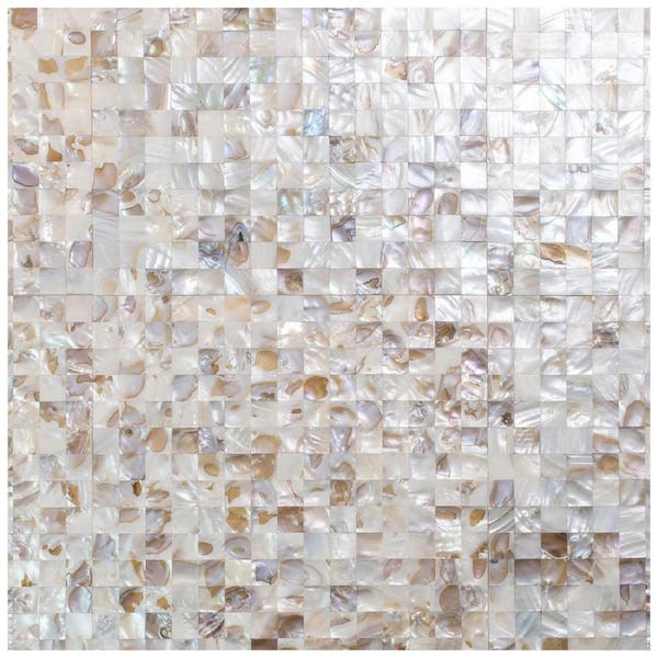 Concha 11.8 in. x 11.8 in. Polished White, Beige Shell, Mother of Pearl Mosaic Wall (19.34 sq. ft./case) - 20 pack
