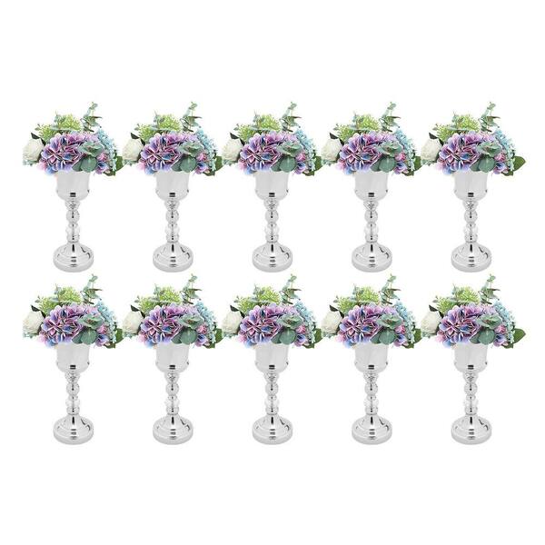 YIYIBYUS 10-Pieces 14.2 in. H Metal Silver Flower Stand Wedding Centerpiece  Table Decorations Flower Holders Flower Vases JJOUCIP6WDZJ8 - The Home Depot