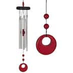 Signature Collection, Woodstock Chakra Chime, 17 in. Red Coral Silver Wind Chime