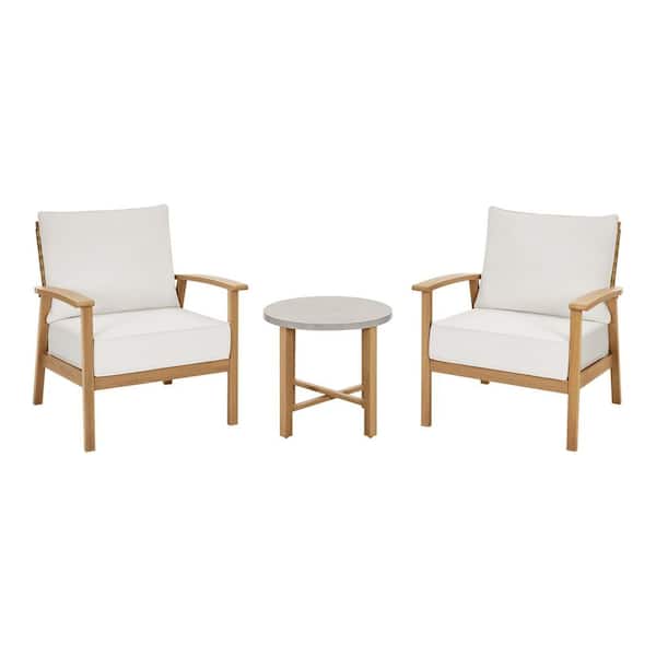 West Haven 3-Piece Wicker Outdoor Conversation Set with CushionGuard Almond Cushions