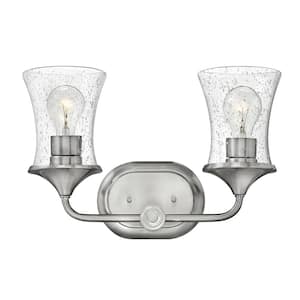 Thistledown 16.0 in. 2 Light Brushed Nickel With Clear Glass Vanity Light
