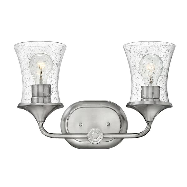 HINKLEY Thistledown 16.0 in. 2 Light Brushed Nickel With Clear Glass Vanity Light
