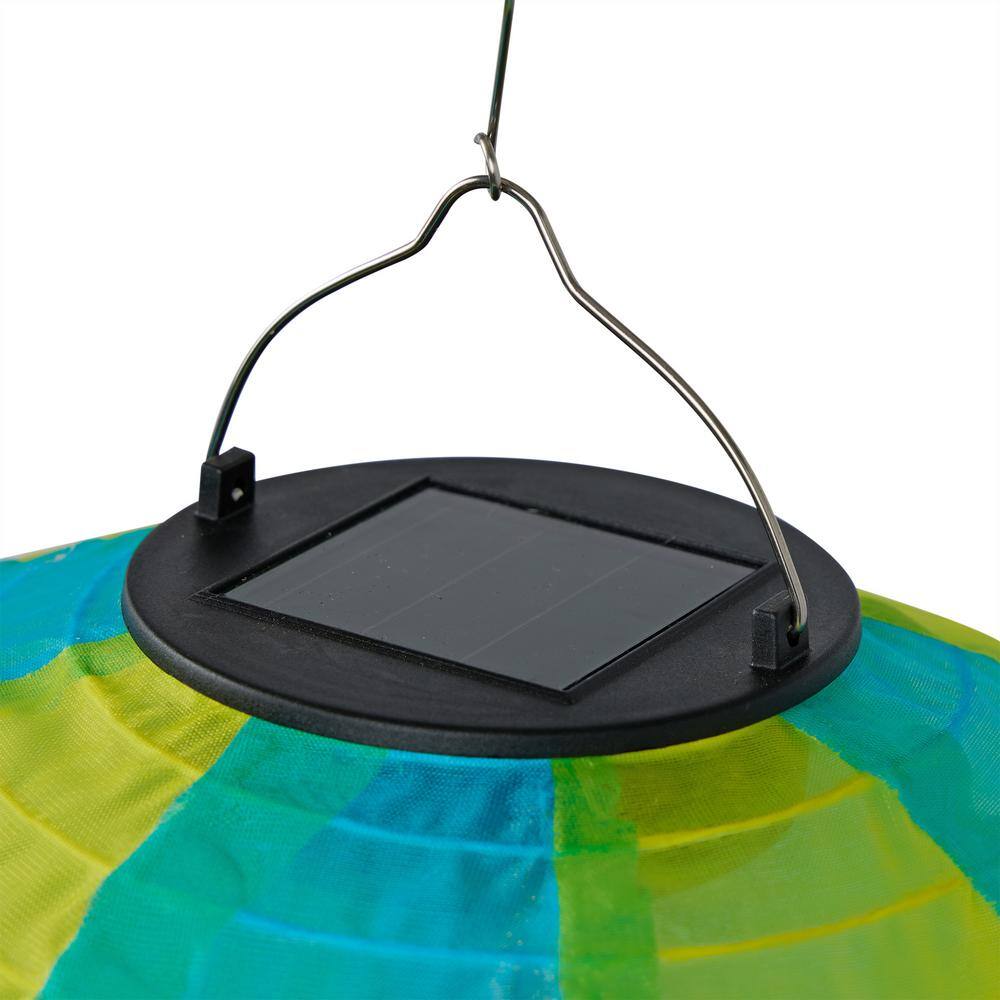 16" Solar Powered Yellow and Blue Hot Air Balloon LED Lamp