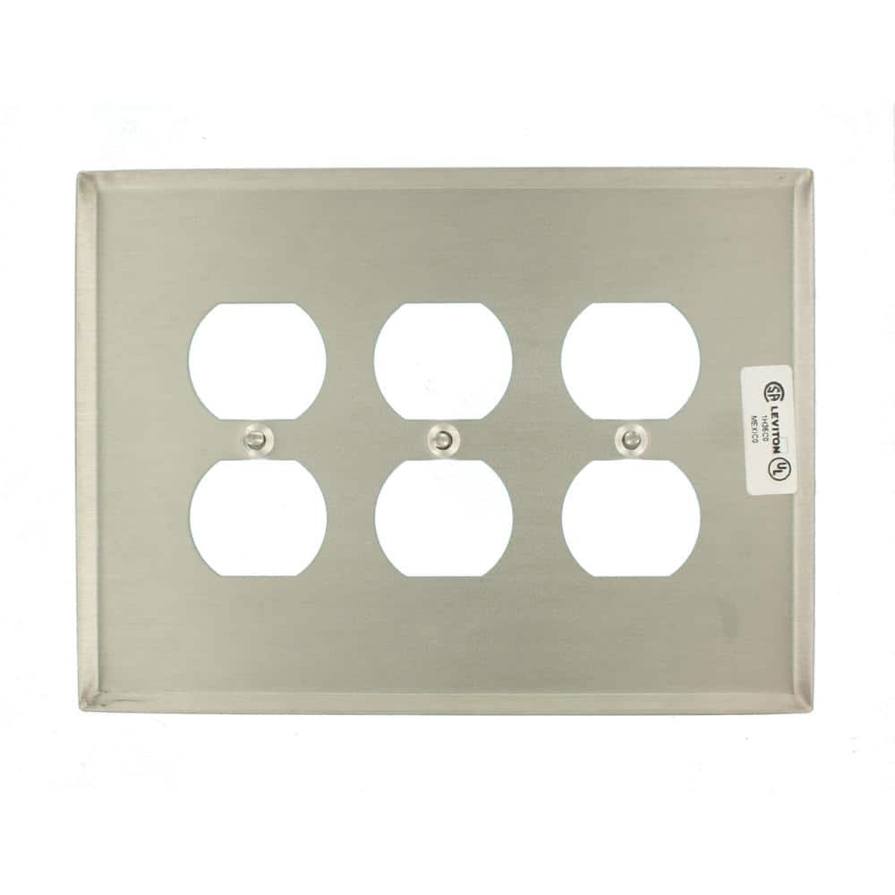 Oversized Stainless Steel 3-Gang Duplex Wallplate