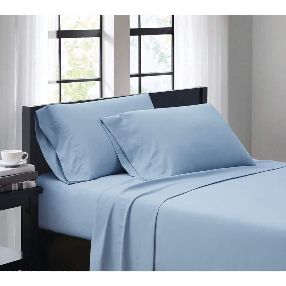 Light Blue Twin Polyester Microfiber 3-Piece Sheet Set