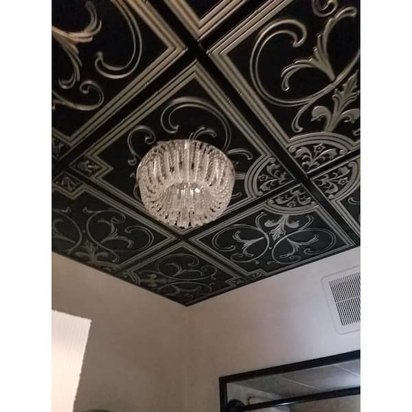 Madrid 2 ft. x 2 ft. Lay-in or Glue-up Ceiling Tile in Antique Silver (40 sq. ft. / case)