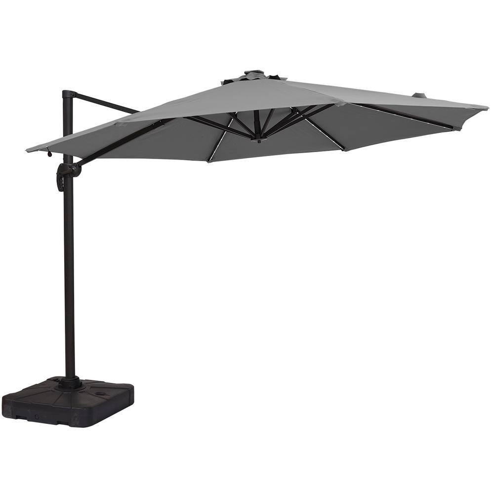 Tatayosi 11 ft. Round Outdoor Cantilever Solar LED Lights Umbrella With ...