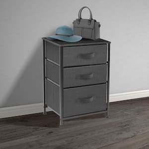 3-Drawer Black Nightstand 24.62 in. H x 16.5 in. W x 24.62 in. D
