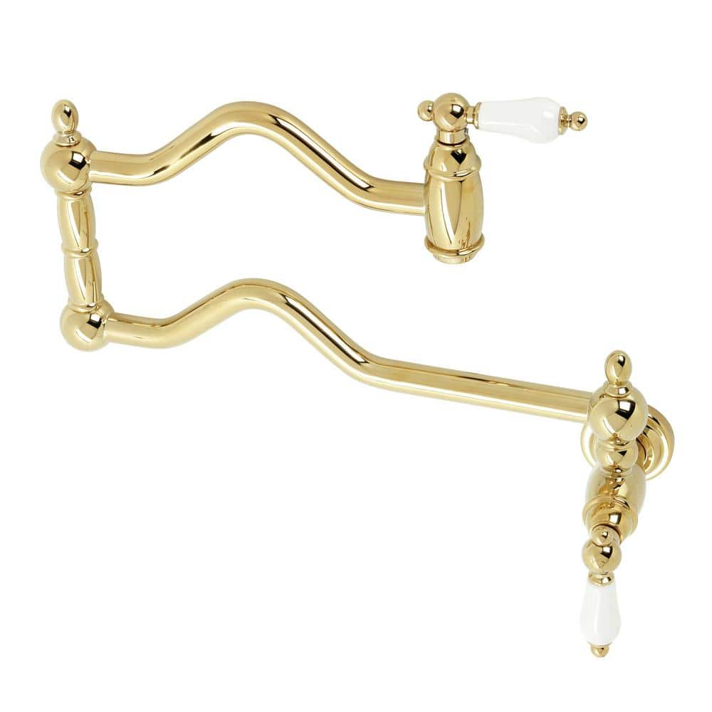 kingston-brass-heritage-wall-mount-pot-filler-faucets-in-polished-brass