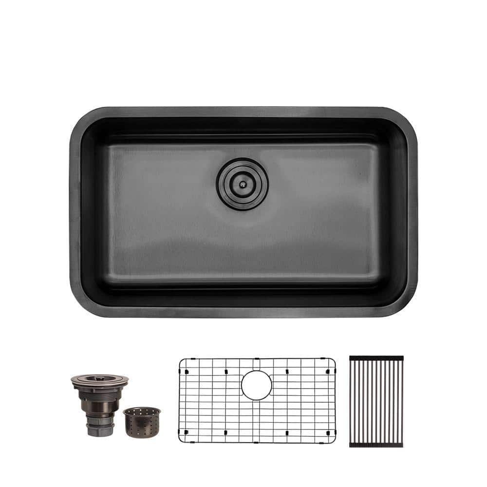 Brushed Stainless Steel Undermount Single Bowl Kitchen Sink