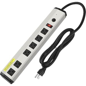 6-Outlet Heavy Duty Power Strip Surge Protector with 15 ft. Cord On and Off Switch for Appliance in Gray