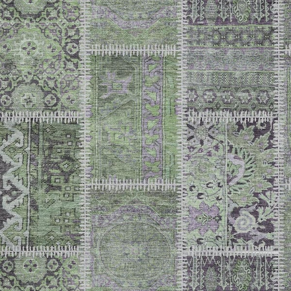 Green, Charcoal 3 ft. x 5 ft. Woven Plaid Polyester Rectangle Indoor/Outdoor Area Rug