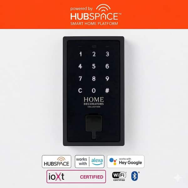 Touchscreen Matte Black Electronic Single Cylinder Deadbolt Wi-Fi Enabled Powered by Hubspace