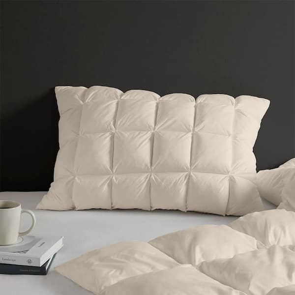 Stay Puffed Single Piece Polyester Tan Standard Overfilled Pillow Protector