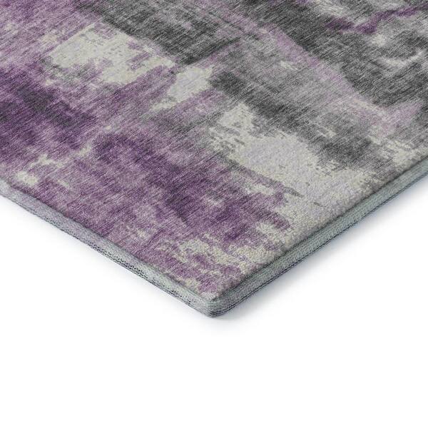 Mayfield Premium Machine Washable Abstract AMF1982 Purple 3 ft. x 4 ft. Area Rug