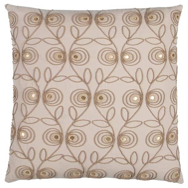 Donny Osmond Home Beige Floral Polyester 20 in. x 20 in. Throw Pillow