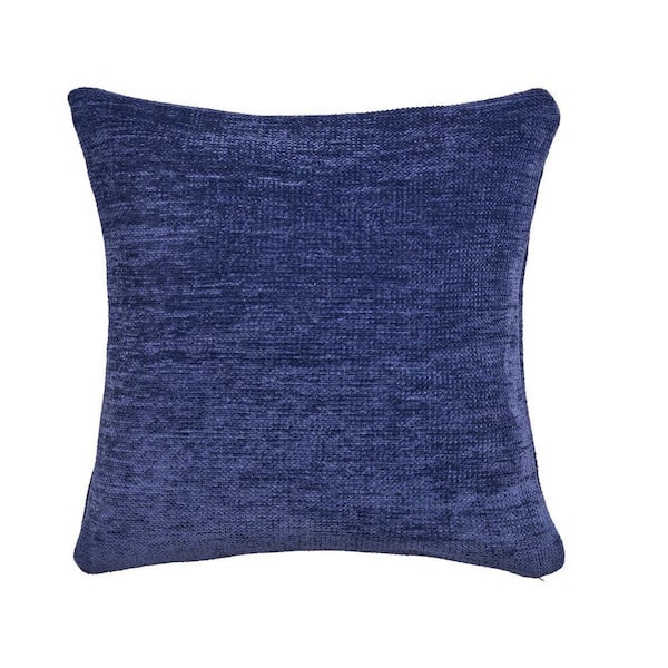 HomeRoots Blue Solid Polyester 20 in. x 20 in. Throw Pillow