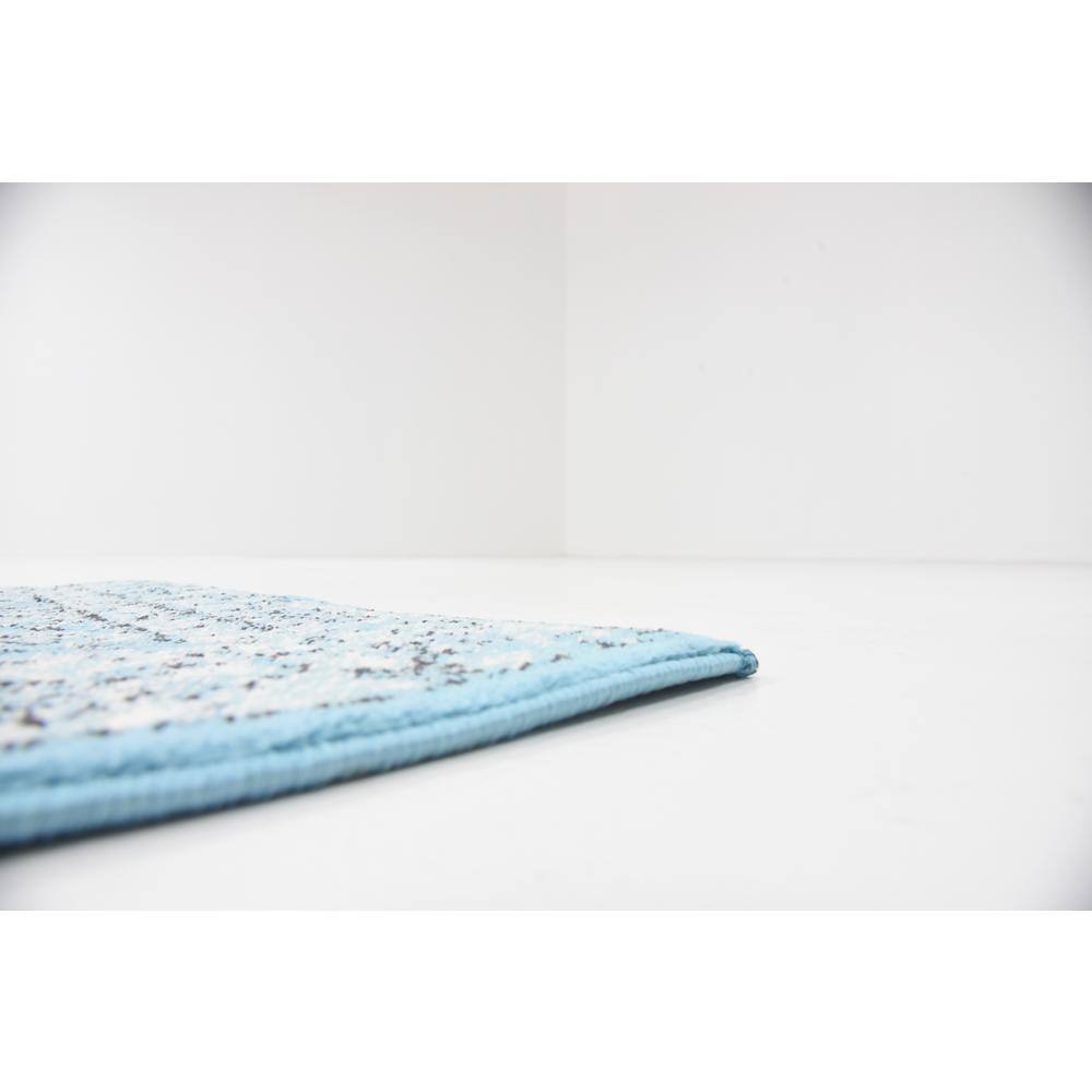 Elegant Blue Floral Indoor Rectangular Rug, 2' x 3', Stain-Resistant
