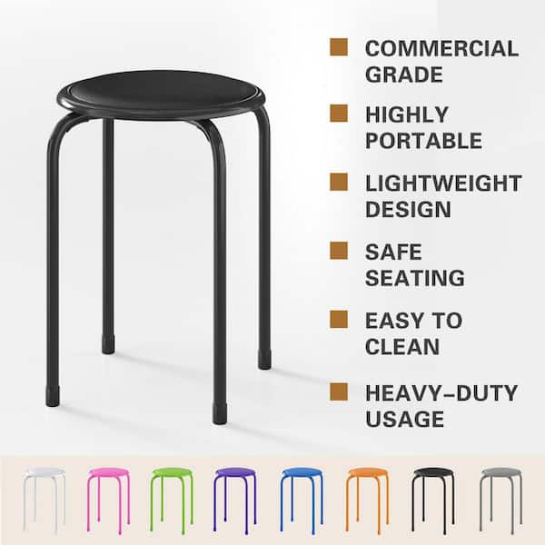 VECELO Stackable Stools Set of 6, 17 in. Metal Padded Counter