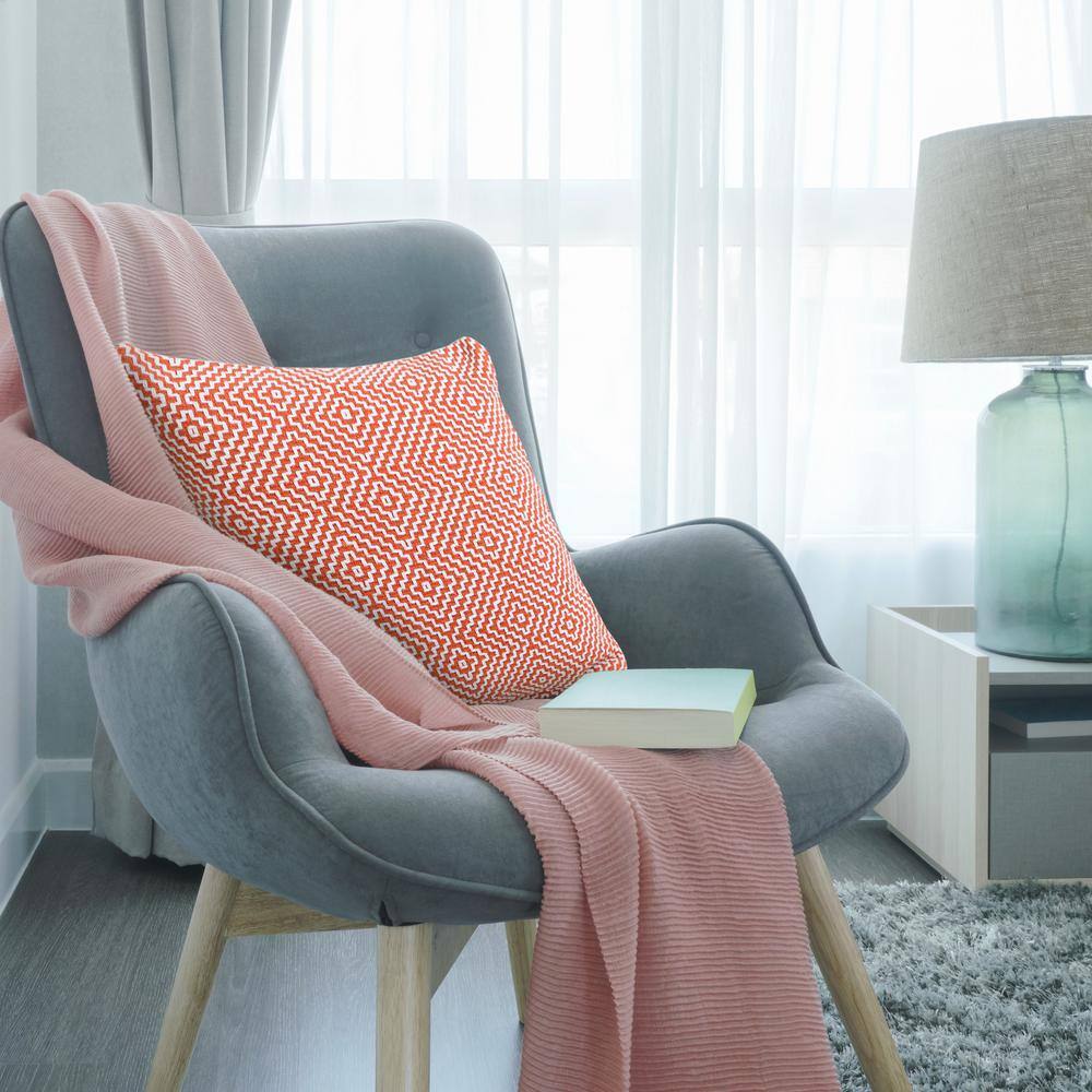 Modern Bohemian Coastal 20" Square Orange and White Cotton Throw Pillow