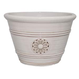 Modesto Large 15.25 in. x 10.55 in. 17 qt. Ivory Resin Composite Outdoor Planter