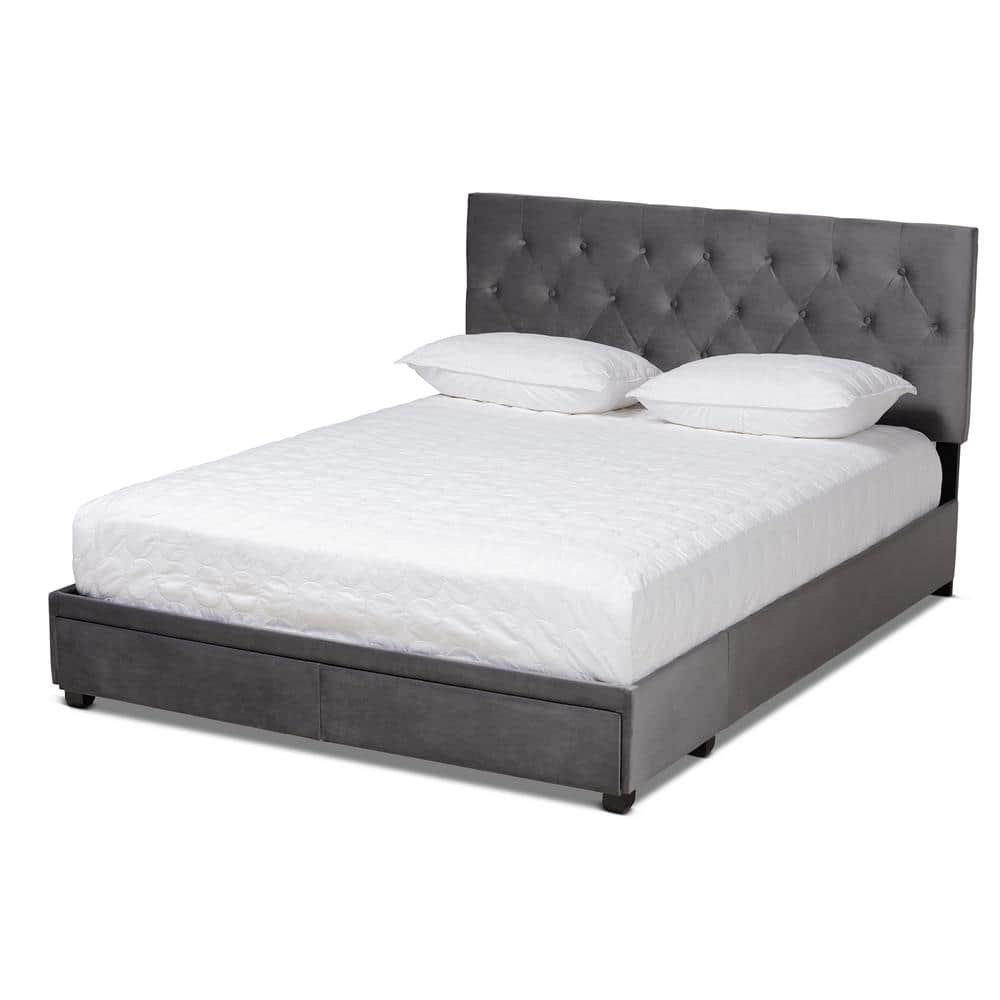 Baxton Studio Caronia Grey King Storage Bed 161-10216-HD - The Home Depot