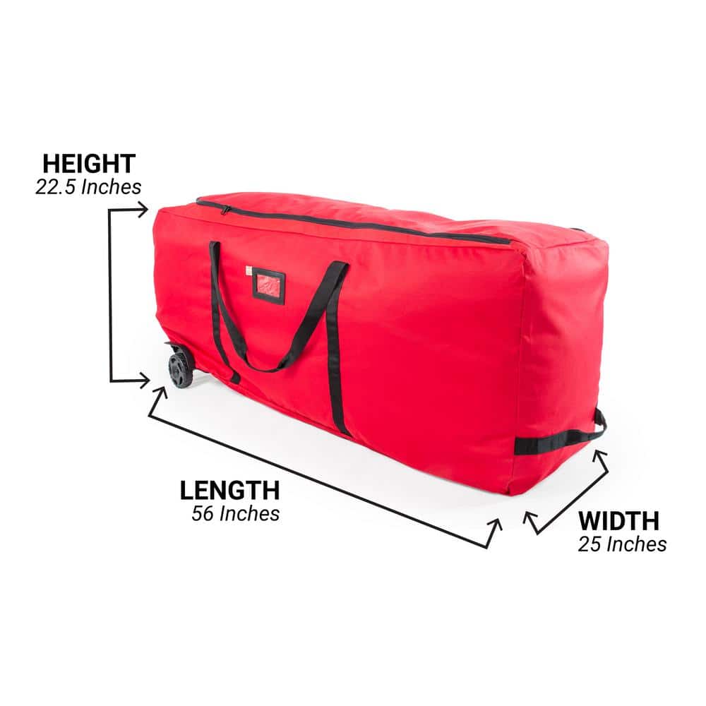 Red Wheeled Duffel Christmas Tree Storage Bag for 9 ft Trees