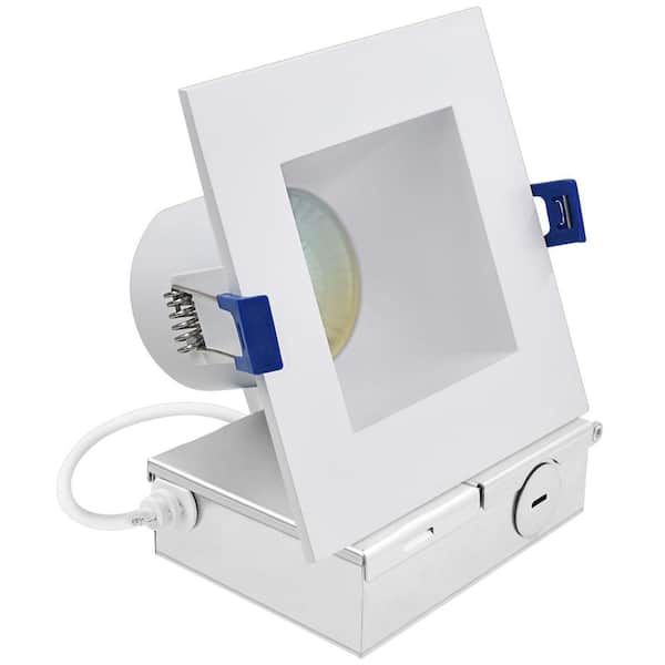 4 in. Square Integrated LED Recessed Light J-Box 12W 5CCT 1060LM Dimmable Canless Downlight Wet Rated IC Rated ETL