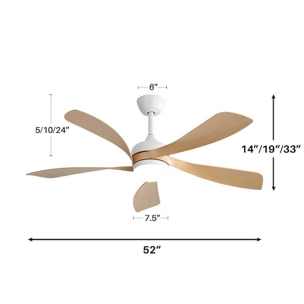 PUDO 52 in. Rustic Natural Indoor Ceiling Fan Light with 3