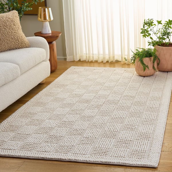 Natura 9 ft. x 12 ft. Ivory Tile Plaid Area Rug