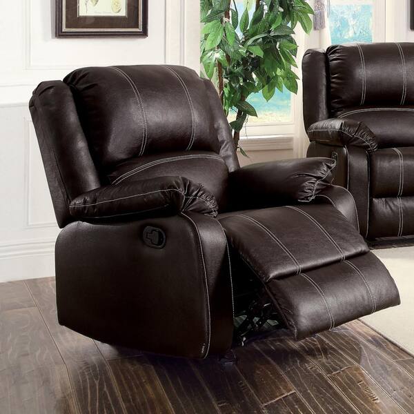 Acme Furniture Zuriel Black Leather Rocker Recliner with Rocking