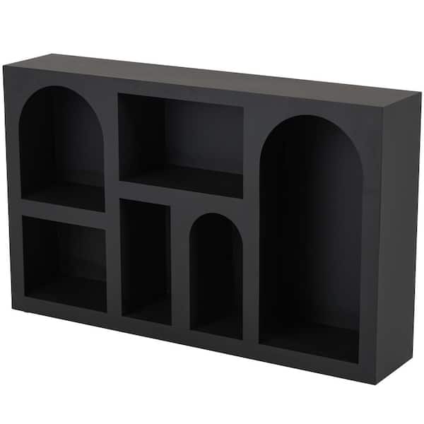 5 Shelf Metal Stationary Black Geometric Shelving Unit