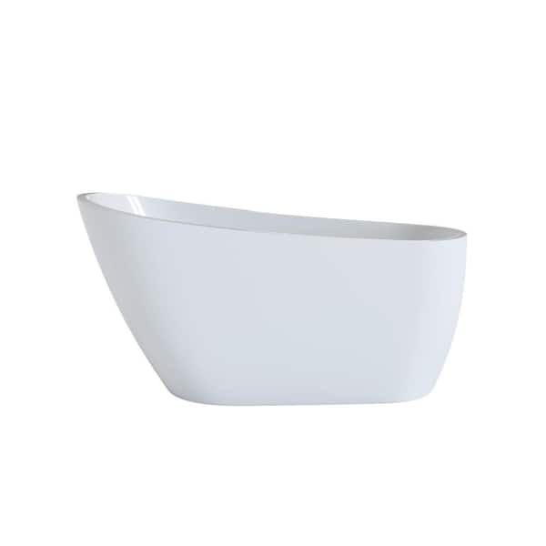 55.13 in. x 28.38 in. Single Slipper Acrylic Soaking Bathtub in White with cUPC Certifications