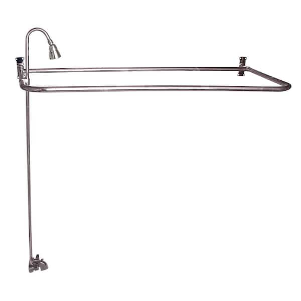 Barclay Products 2-Handle Claw Foot Tub Faucet with Diverter Riser 54 in. D Shower Ring and Showerhead in Polished Nickel