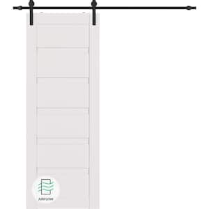 Louver 18 in. x 96 in. Snow White Wood Composite Sliding Barn Door with Hardware Kit
