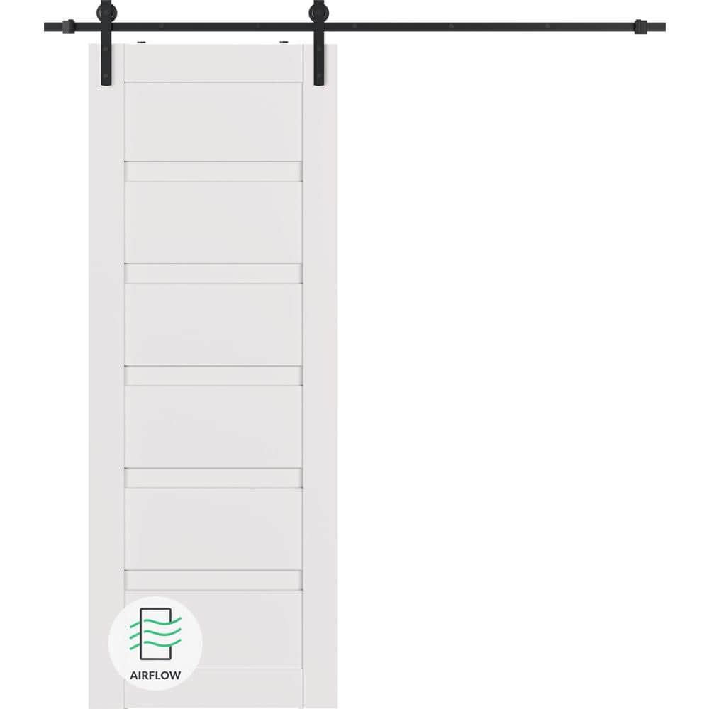 Louver 24 in. W. x 96 in. Snow White Wood Composite Sliding Barn Door with Hardware Kit price history on PriceWatchPro